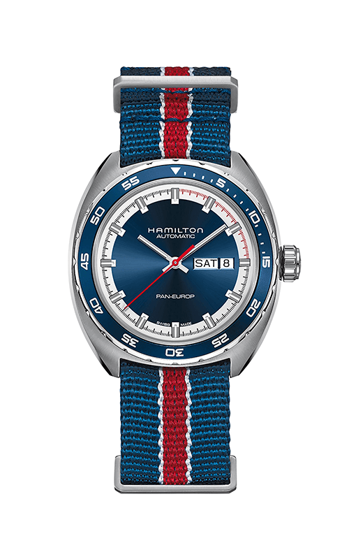 Hamilton Pan Europ Day Date H35405741 Bandiera Jewellers