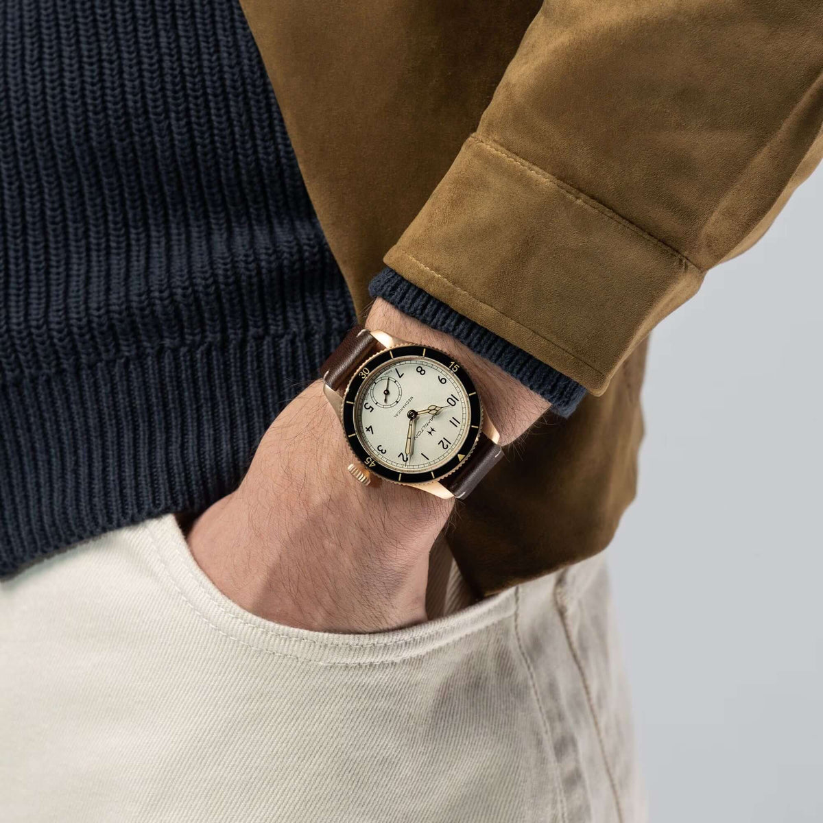 Hamilton Pilot Pioneer Bronze 43mm H76709510 Bandiera Jewellers