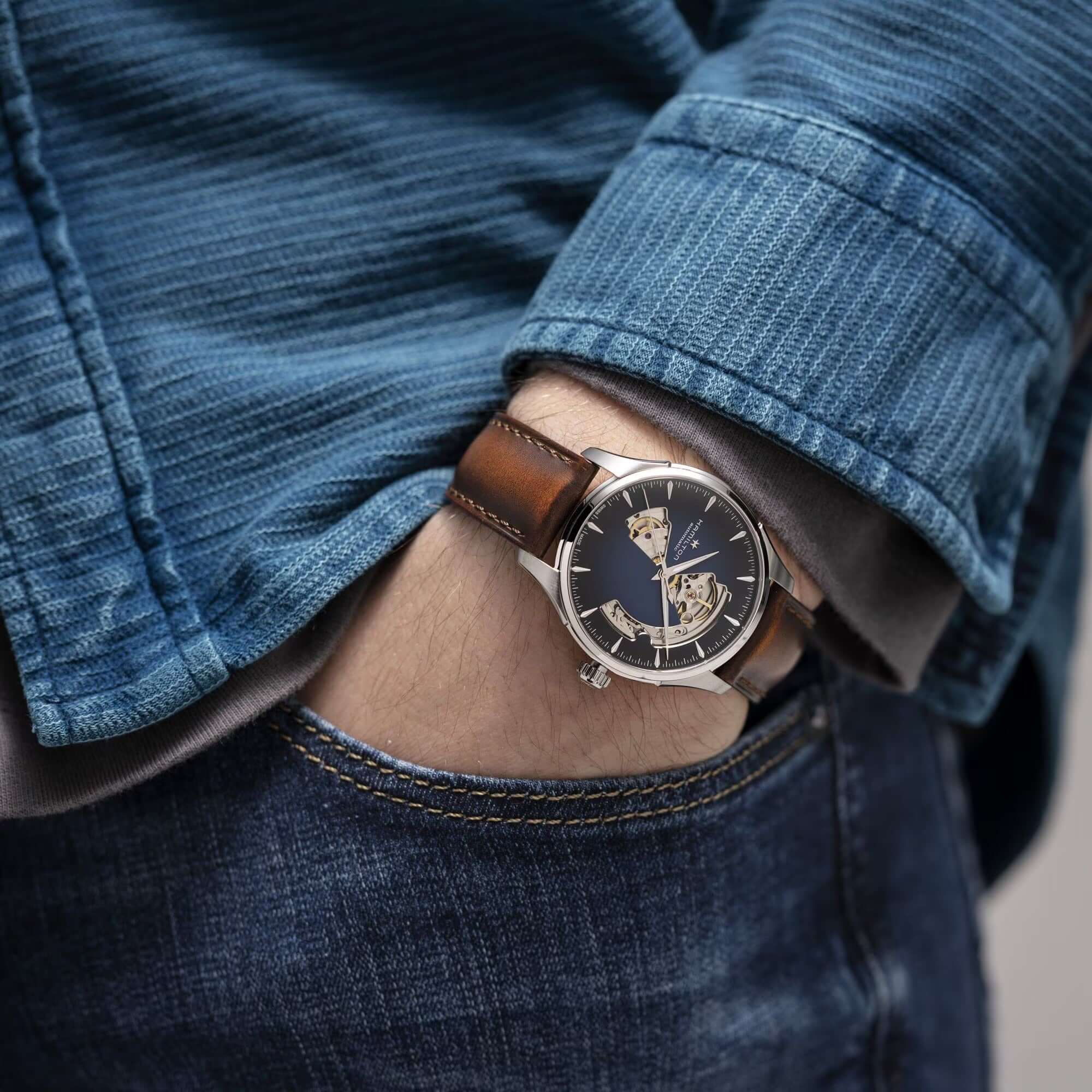 Hamilton Jazzmaster Open Heart H32675540 Bandiera Jewellers