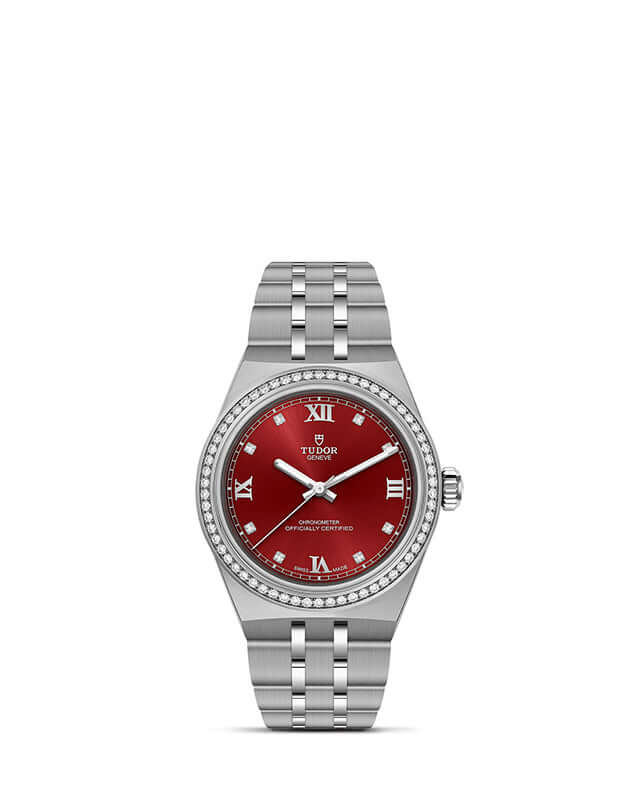 Tudor watch with red dial and silver bracelet on a white background

Tudor Royal 30mm M2830A1S0-0002 Bandiera Jewellers