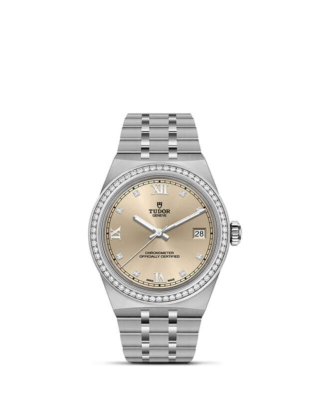 Silver watch with a beige face on a white background

Silver Tudor watch with a beige face on a white background

Tudor Royal 36 M2836C1S0-0001 Bandiera Jewellers