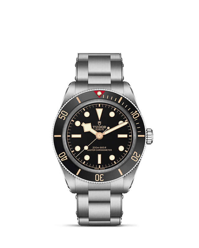 Tudor watch with black dial and silver metal strap on a white background

Tudor Black Bay 58 M7939A1A0NU-0002 Bandiera Jewellers