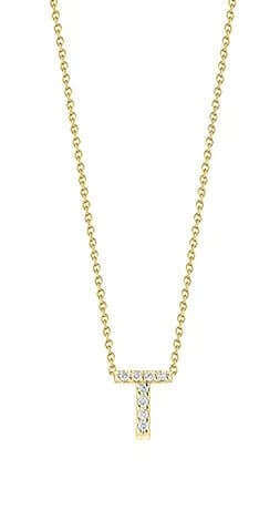 Roberto Coin Love Letter T Pendant Yellow Gold and Diamonds 001634AYCHXT | Bandiera Jewellers Toronto and Vaughan