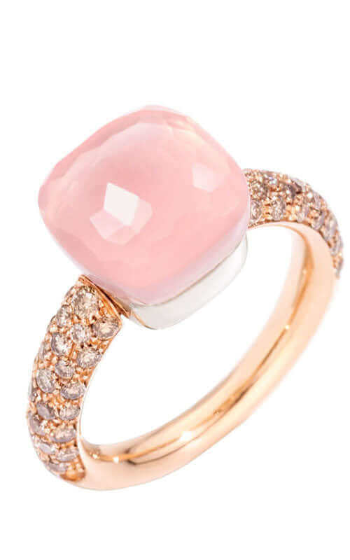 Pomellato Nudo 18k White/Pink Gold Rose Quartz & Diamonds  A.C004BRO6/QR | Bandiera Jewellers Toronto and Vaughan