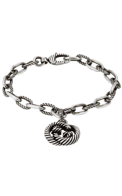 Gucci Interlocking G Bracelet with GG Pendant Aged Silver YBA6071580010 | Bandiera Jewellers Toronto and Vaughan
