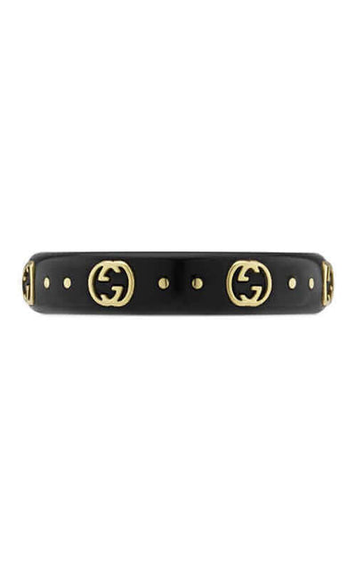 GUCCI 18K Yellow Gold & Black Synthetic Corundum Icon Ring YBC679262001 | Bandiera Jewellers Toronto and Vaughan
