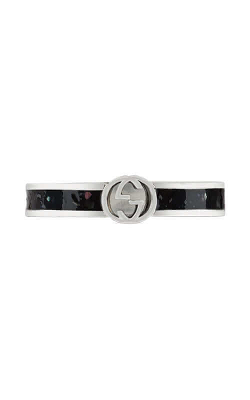 GUCCI Interlocking G Silver & Enamel Ring YBC701620001 Bandiera Jewellers