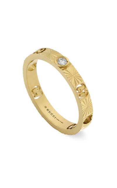 GUCCI Icon 18kt Diamond Heart Ring Yellow Gold YBC727892002 Bandiera Jewellers