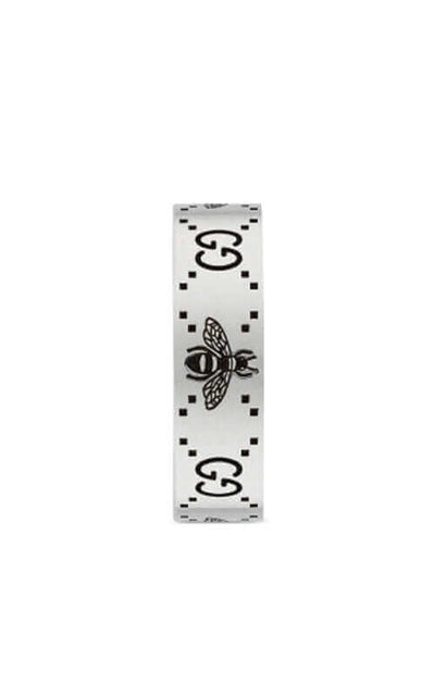 GUCCI Signature Silver Ring with Bee Motif YBC728389001 Bandiera Jewellers