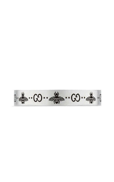 GUCCI Signature Silver Ring with Bee Motif YBC729898001 Bandiera Jewellers