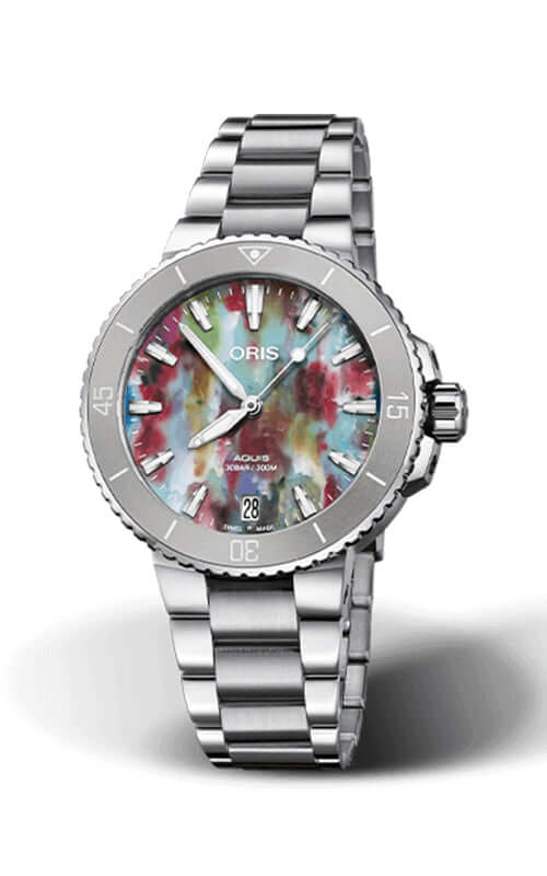 Oris Aquis Date Upcycle Watch 01 733 7770 4150-Set Bandiera Jewellers