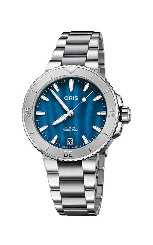 Oris Aquis Date Mother of Pearl Watch 01 733 7770 4155-07 8 18 05P Bandiera Jewellers
