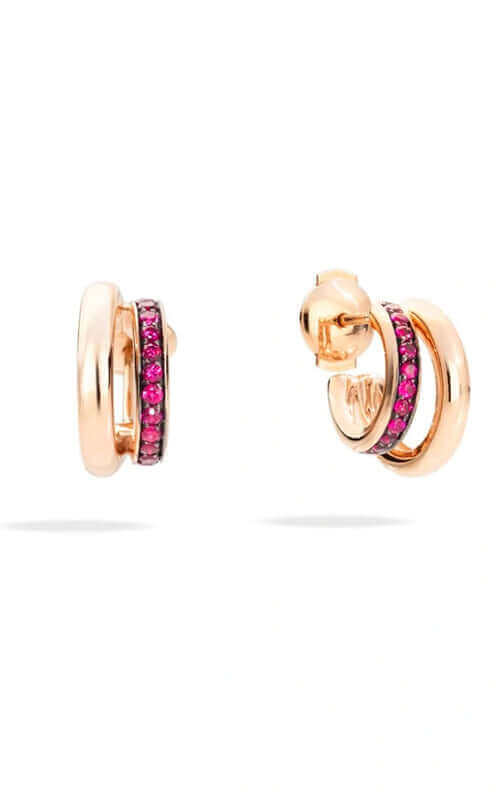 Pomellato Iconica 18kt Pink Gold and Ruby Earrings POB8111O7BRKRU000 Bandiera Jewellers