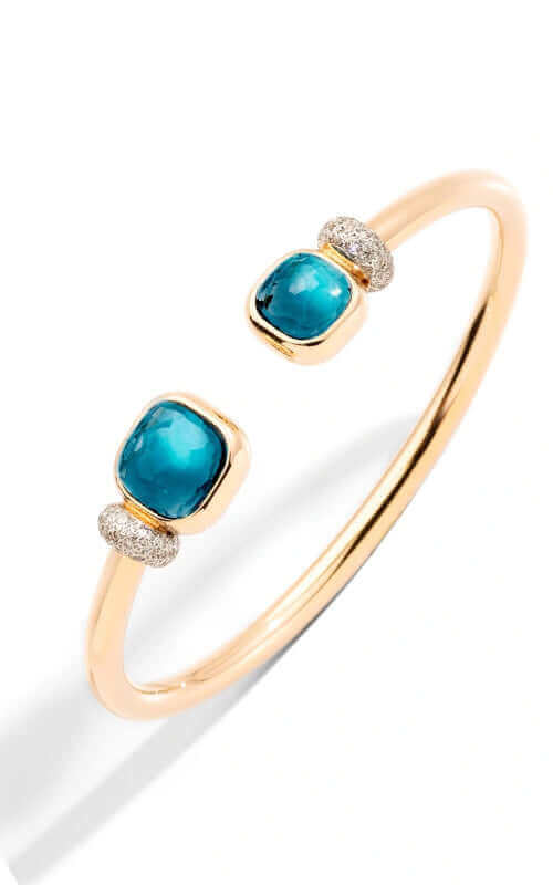 Pomellato Nudo Petite Bangle Bracelet 18k Rose Gold with London Blue Topaz/Diamonds PBC1006O7WHRDB0TL | Bandiera Jewellers Toronto and Vaughan