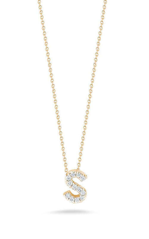 Roberto Coin Love Letter S Pendant Yellow Gold and Diamonds 001634AYCHXS | Bandiera Jewellers Toronto and Vaughan