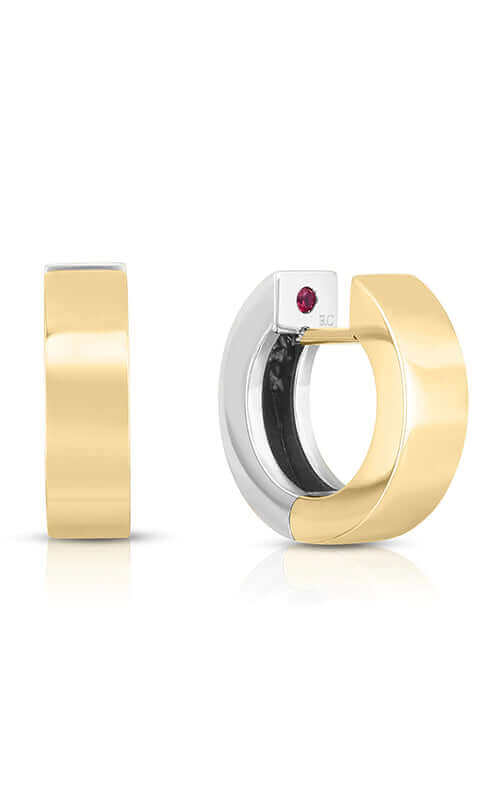 Roberto Coin 18kt White and Yellow Gold Hoops 7773275AJER0 | Bandiera Jewellers Toronto and Vaughan