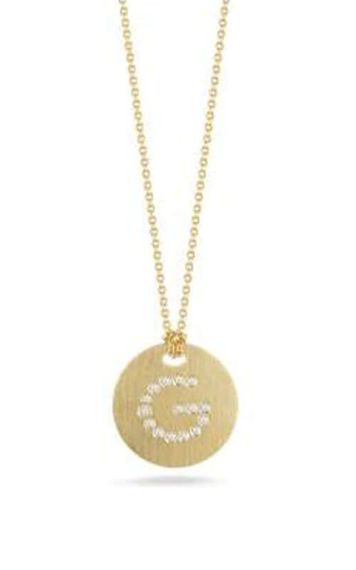 Disc Pendant with Diamond Initial G 000801AYCHXG | Bandiera Jewellers Toronto and Vaughan