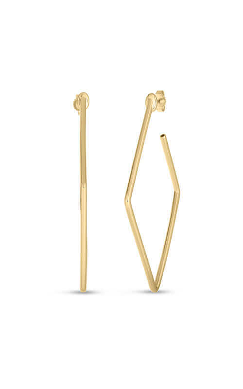 Roberto Coin Square Hoop Gold Earrings 111441AYER00 Bandiera Jewellers
