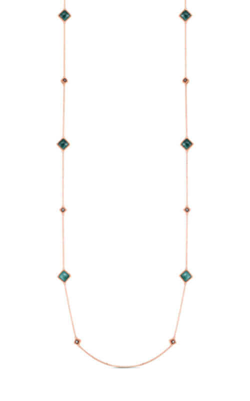 Roberto Coin Palazzo Necklace Rose Gold Malachite Diamonds 7773015AX35X Bandiera Jewellers