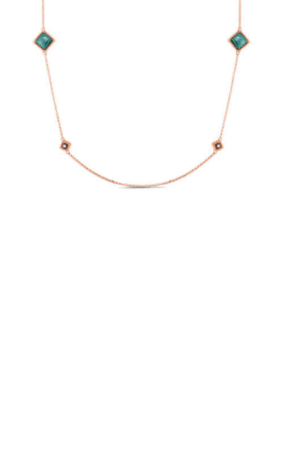 Roberto Coin Palazzo Necklace Rose Gold Malachite Diamonds 7773015AX35X Bandiera Jewellers