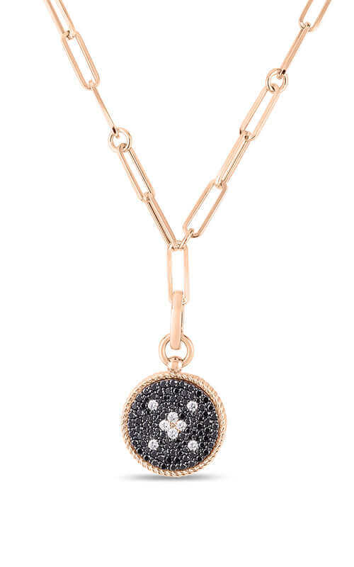 Roberto Coin Venetian Princess 18kt Black &amp; White Diamond Necklace 7773256AB19X Bandiera Jewellers