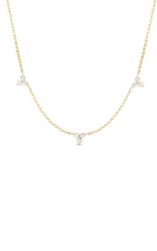 Roberto Coin 3 Stations Diamond Flower Gold Necklace 7773260AY17X Bandiera Jewellers