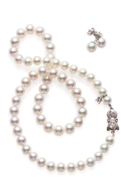 Mikimoto Strand and Stud Earrings Set Akoya Pearls 18k White Gold UN80118VS1W2 | Bandiera Jewellers Toronto and Vaughan