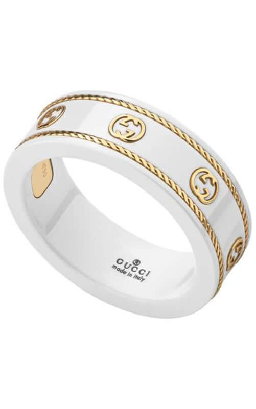 GUCCI 18K Yellow Gold &amp; White Zirconia Icon Ring YBC606826002 | Bandiera Jewellers Toronto and Vaughan