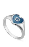 GUCCI Heart SILVER & BLUE ENAMEL Ring YBC645544002014 | Bandiera Jewellers Toronto and Vaughan