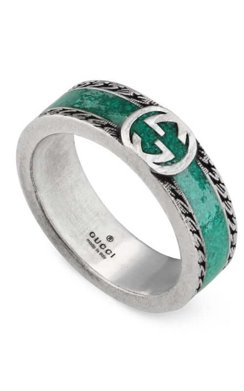 GUCCI Interlocking G Silver &amp; Enamel Ring YBC645573001 | Bandiera Jewellers Toronto and Vaughan