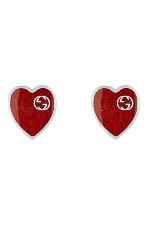 GUCCI Heart SILVER &amp; RED ENAMEL Earrings YBD64554700100U | Bandiera Jewellers Toronto and Vaughan