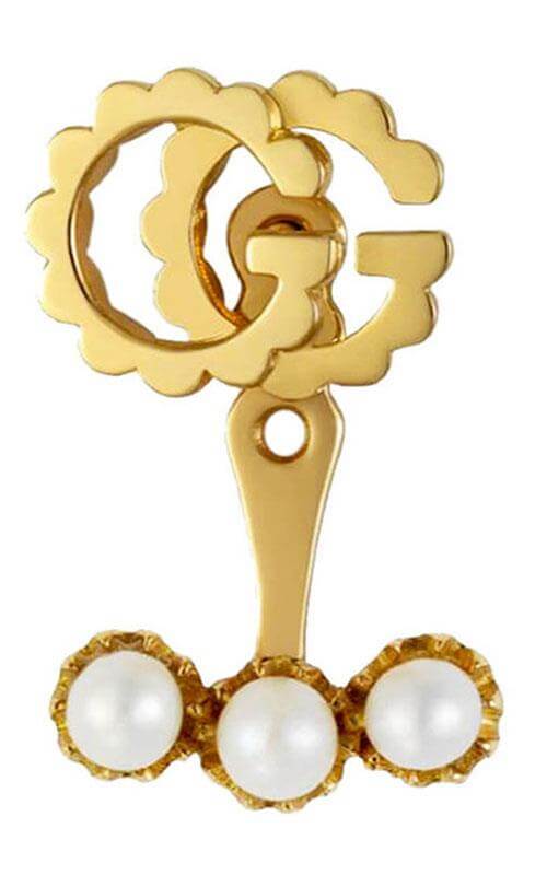 GUCCI GG Running 18k Yellow Gold &amp; Pearls Earrings YBD48169300200U | Bandiera Jewellers Toronto and Vaughan