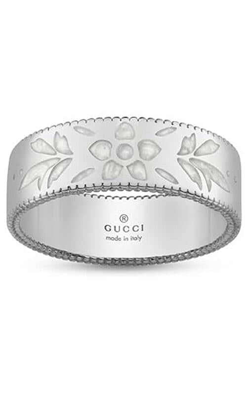 GUCCI Icon 18k White Gold &amp; Enamel Ring YBC434525003013 | Bandiera Jewellers Toronto and Vaughan
