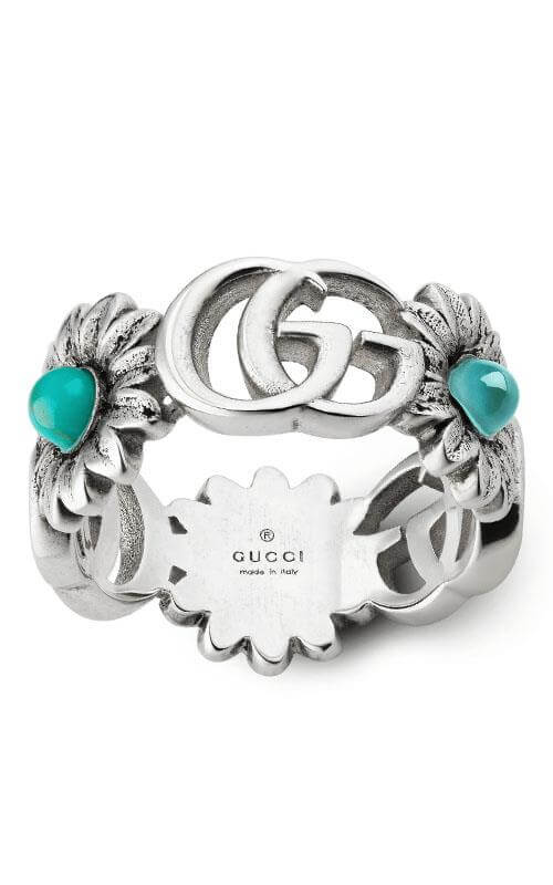 GUCCI GG Marmont Silver & Turquoise Ring YBC527394001015 | Bandiera Jewellers Toronto and Vaughan