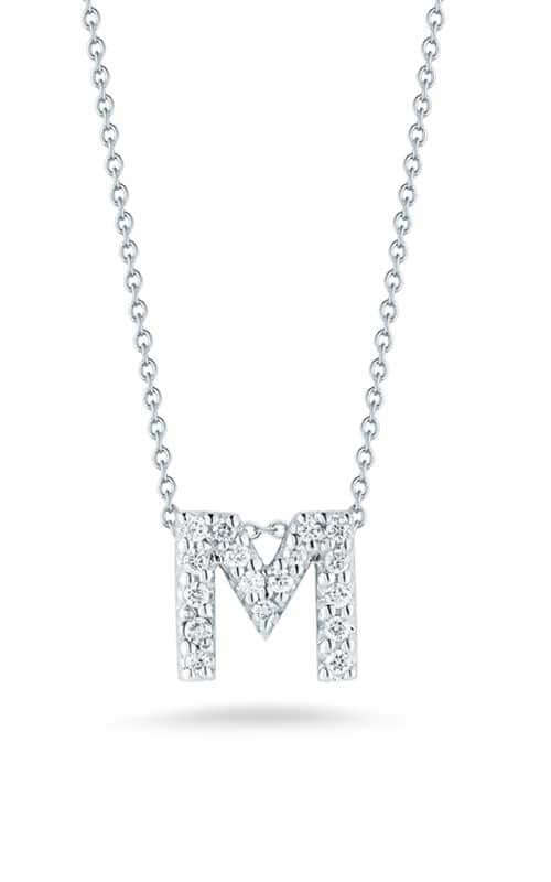 Roberto Coin Love Letter M White Gold and Diamonds Pendant (001634AWCHXM) | Bandiera Jewellers Toronto and Vaughan