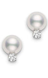 Mikimoto Stud Earrings Akoya Pearl 7.5mm White Gold and Diamond (PES753DW) | Bandiera Jewellers Toronto and Vaughan