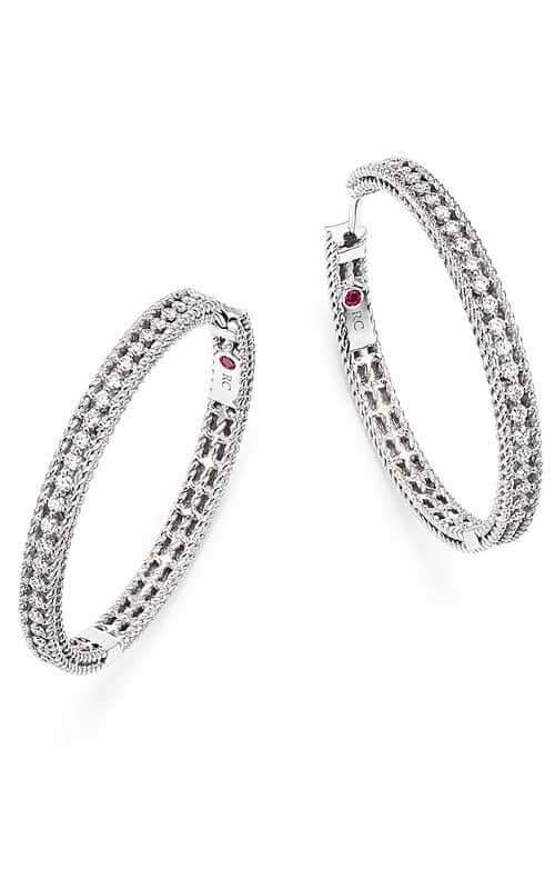 Roberto Coin New Barocco Hoop Earrings White Gold and Diamond (7771593AWERX) | Bandiera Jewellers Toronto and Vaughan