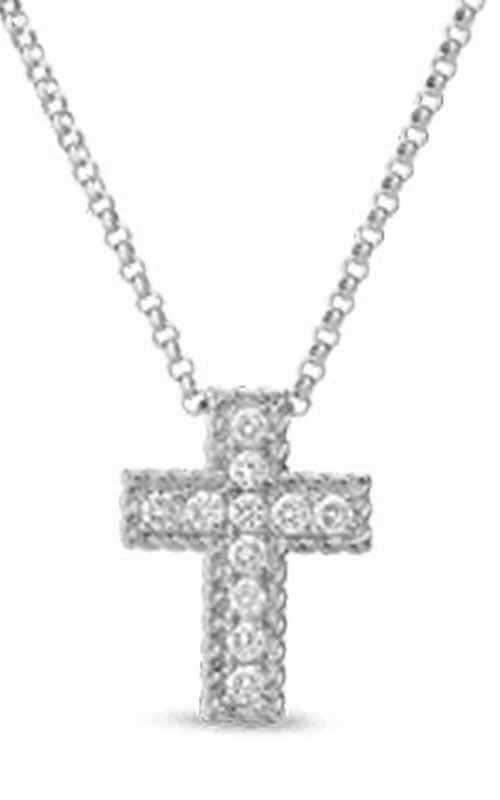 Roberto Coin New Barocco Cross Necklace White Gold and Diamond (7771626AW18X) | Bandiera Jewellers Toronto and Vaughan