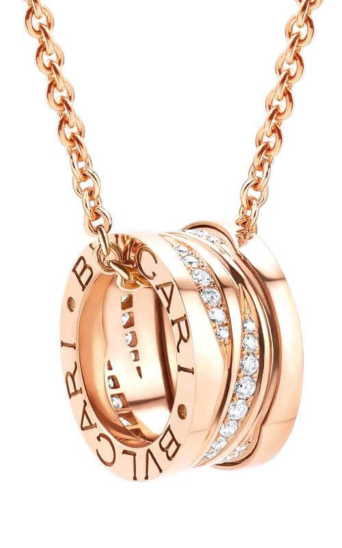 Bulgari B.Zero 1 Zaha Hadid Rose Gold and Diamonds Necklace (355060) | Bandiera Jewellers Toronto and Vaughan