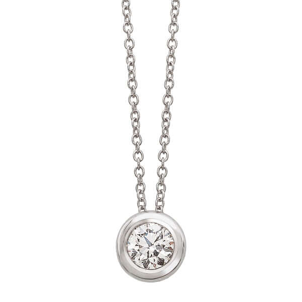 Bandiera Jewellers Round Diamond Solitaire Necklace 0.40ct 13989LPB40D
